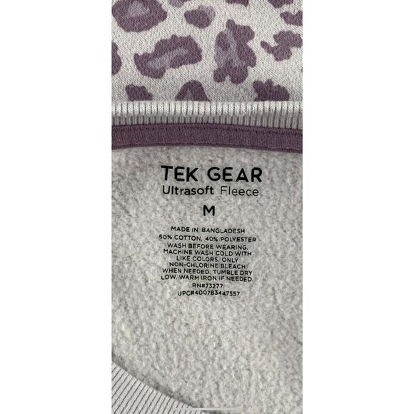 Tek Gear Womens Lavender Leopard Print Sweatshirt Fleece Crew Neck Medium - Picture 8 of 9